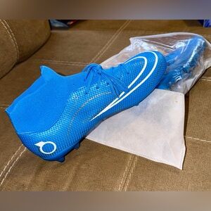 Blue Soccer Cleats with White Swoosh